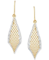 Beaded Mesh Statement Drop Earrings in 10K Two-Tone Gold