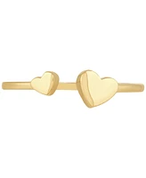 Polished Double Heart Cuff Ring in 10k Gold