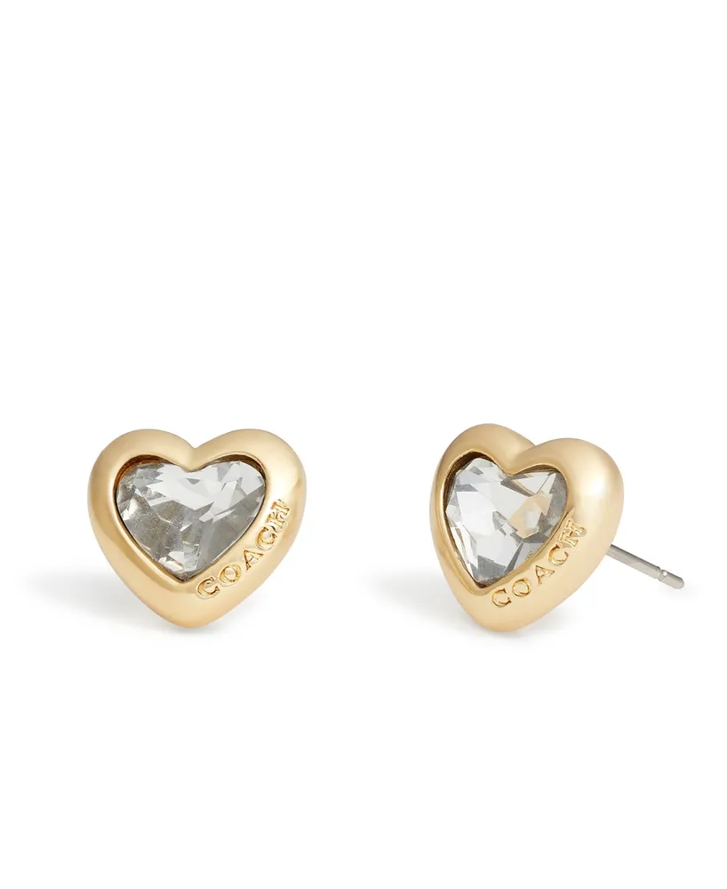 Coach Faux Stone Heart Stud Earrings