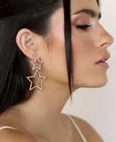 Double Star Crystal Gold Plated Statement Earrings