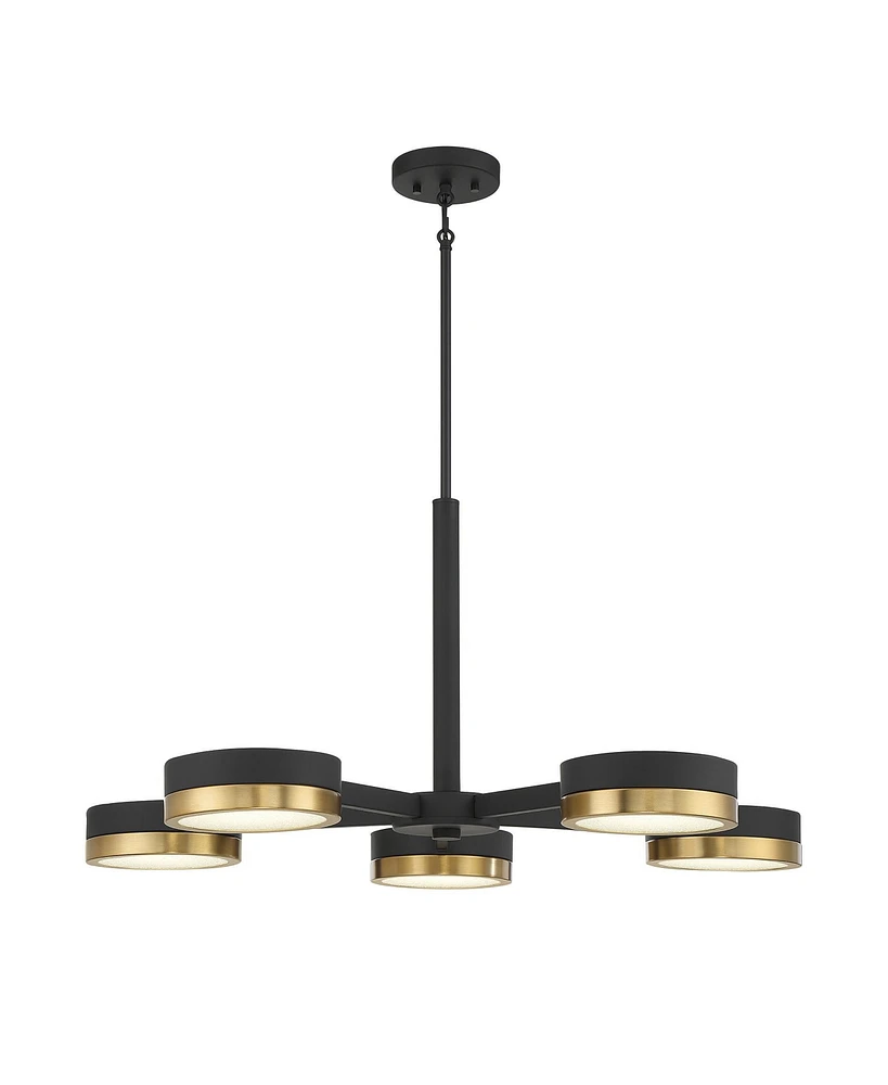 Savoy House Ashor -Light Led Chandelier in Matte Black with Warm Brass Accents