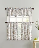 No. 918 Signy Jacobean Pattern Semi Sheer Rod Pocket Kitchen Curtain Collection