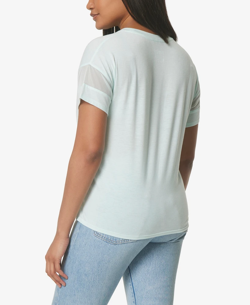 Marc New York Women's Performance Short Sleeve Boxy with Mesh T-shirt