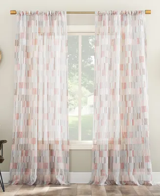 No. 918 Colby Offset Stripes Sheer Rod Pocket Curtain Panel