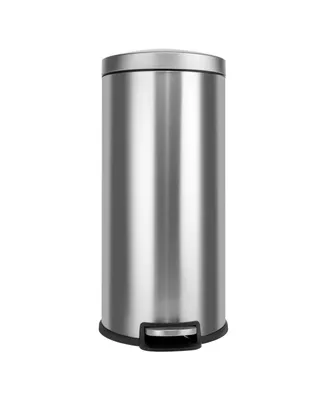 8 Gal./30 Liter Stainless Steel Round Step-on Trash Can for Kitchen