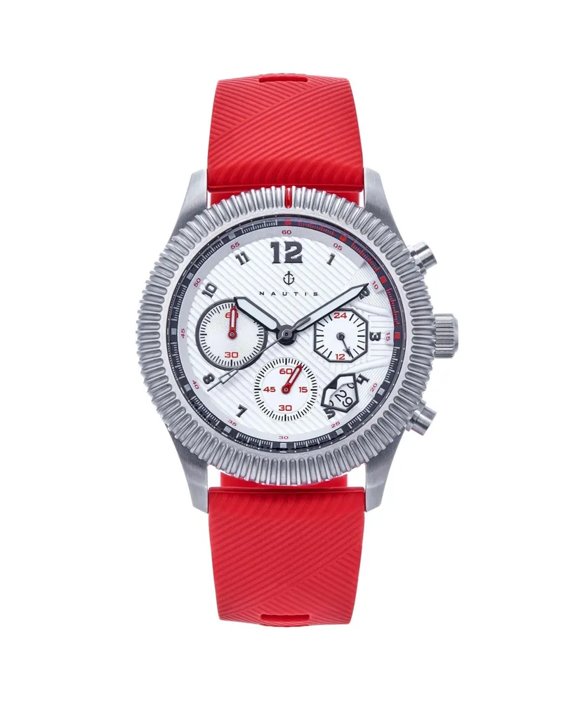 Nautis Men Meridian Rubber Watch - Red, 42mm