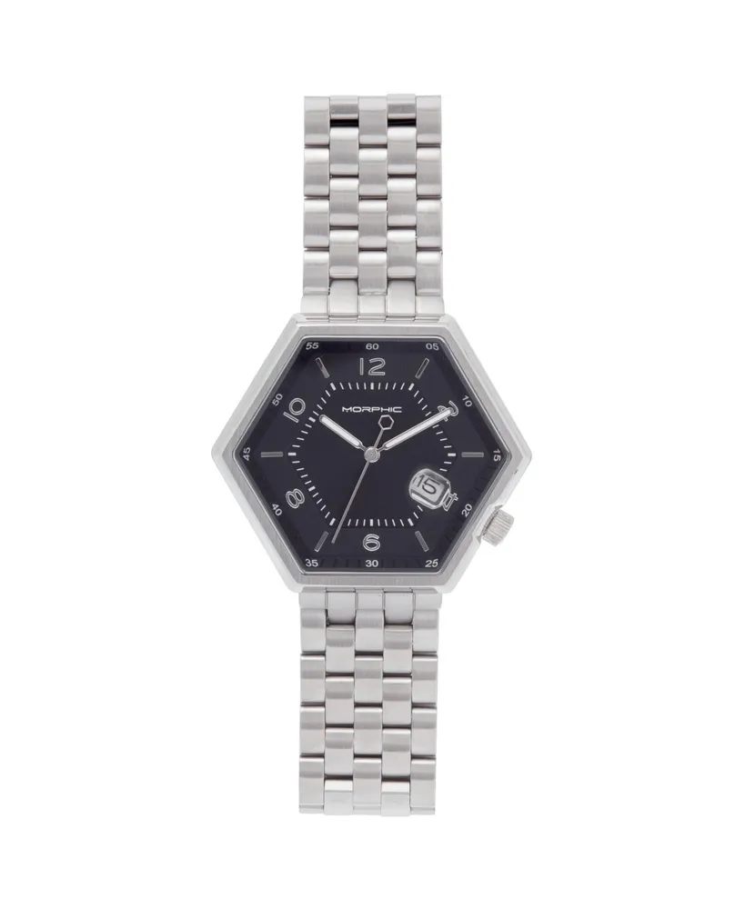 Morphic Men M95 Series Stainless Steel Watch - Black/Silver, 45mm