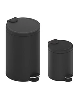 Mega Casa 3.2 Gal./12-Liter and 0.8 Gal./3 Liter Stylish Round Metal Step-on Trash Can Set