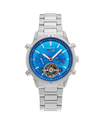 Heritor Automatic Men Wilhelm Stainless Steel Watch - Silver/Blue, 42mm