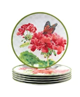 Certified International Geraniums Dinner Melamine Plate, Set of 6