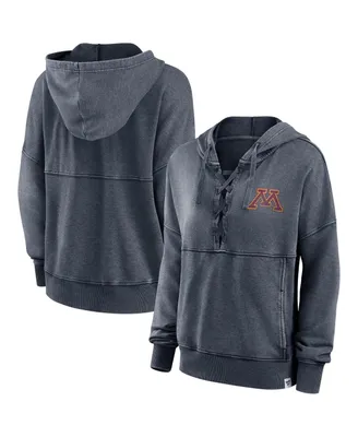 Women's Fanatics Heathered Charcoal Minnesota Golden Gophers Overall Speed Lace-Up Pullover Hoodie