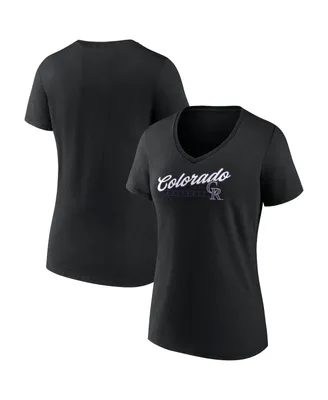 Women's Fanatics Black Colorado Rockies One and Only V-Neck T-shirt
