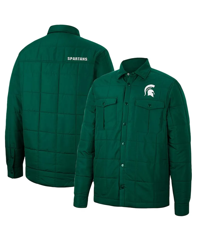 Men's Colosseum Green Michigan State Spartans Detonate Quilted Full-Snap Jacket