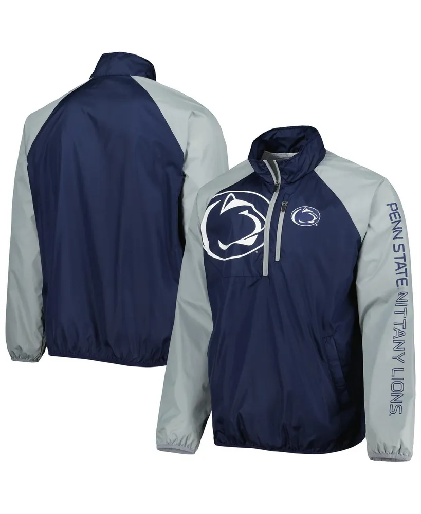 Men's G-iii Sports by Carl Banks Navy, Gray Penn State Nittany Lions Point Guard Raglan Half-Zip Jacket