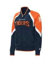 Women's Starter Navy Detroit Tigers Touchdown Raglan Full-Zip Track Jacket