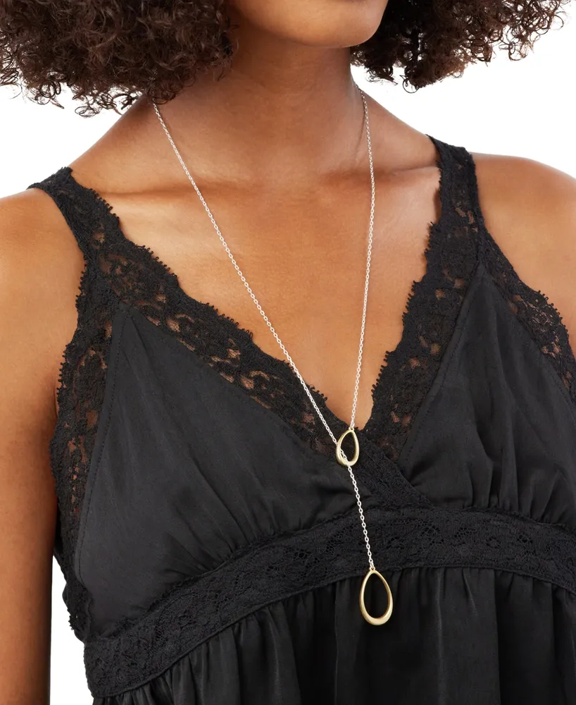 Lucky Brand Two-Tone Teardrop 28" Lariat Necklace - Two