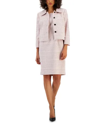 Nipon Boutique Women's Checkered Button-Front Jacket & Sheath Dress Suit