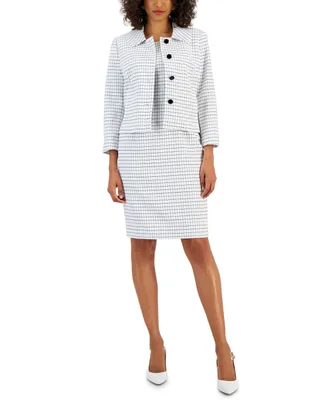 Nipon Boutique Women's Checkered Button-Front Jacket & Sheath Dress Suit