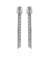 Vince Camuto Silver-Tone Mixed Chain Linear Tassel Dangle Drop Earrings