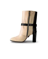 Bala Di Gala Women's Ivory & Black Premium Leather Boots Nat By