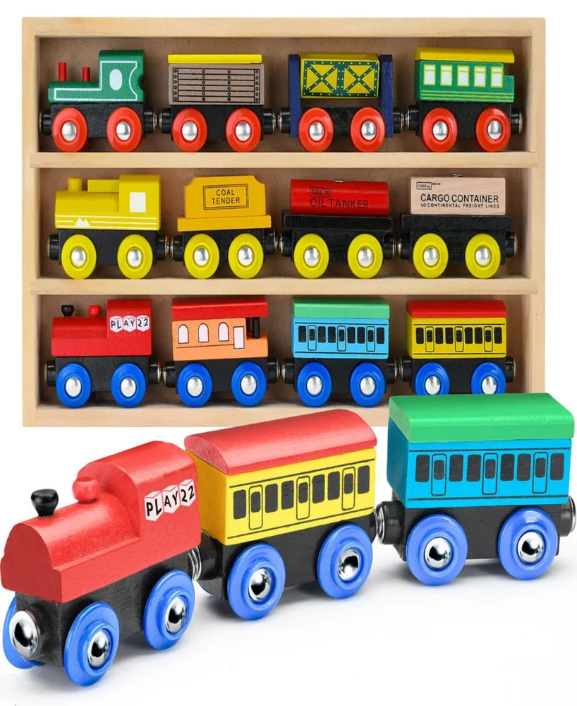 Wooden Train Set 12 Pieces - Train Toys Magnetic Set