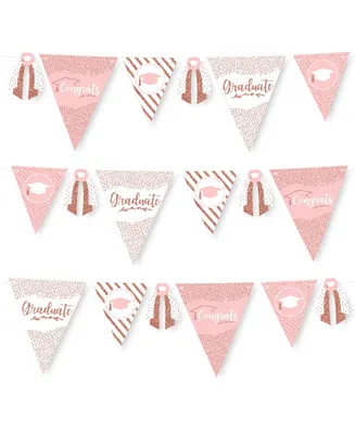 Rose Gold Grad Graduation Party Pennant Garland Decoration Triangle Banner 30 Pc