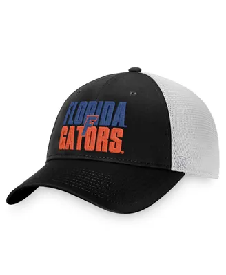 Men's Top of the World Black, White Florida Gators Stockpile Trucker Snapback Hat