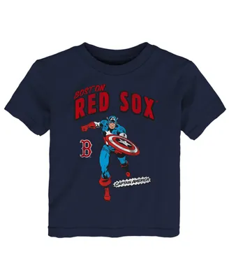 Toddler Boys and Girls Navy Boston Red Sox Team Captain America Marvel T-shirt