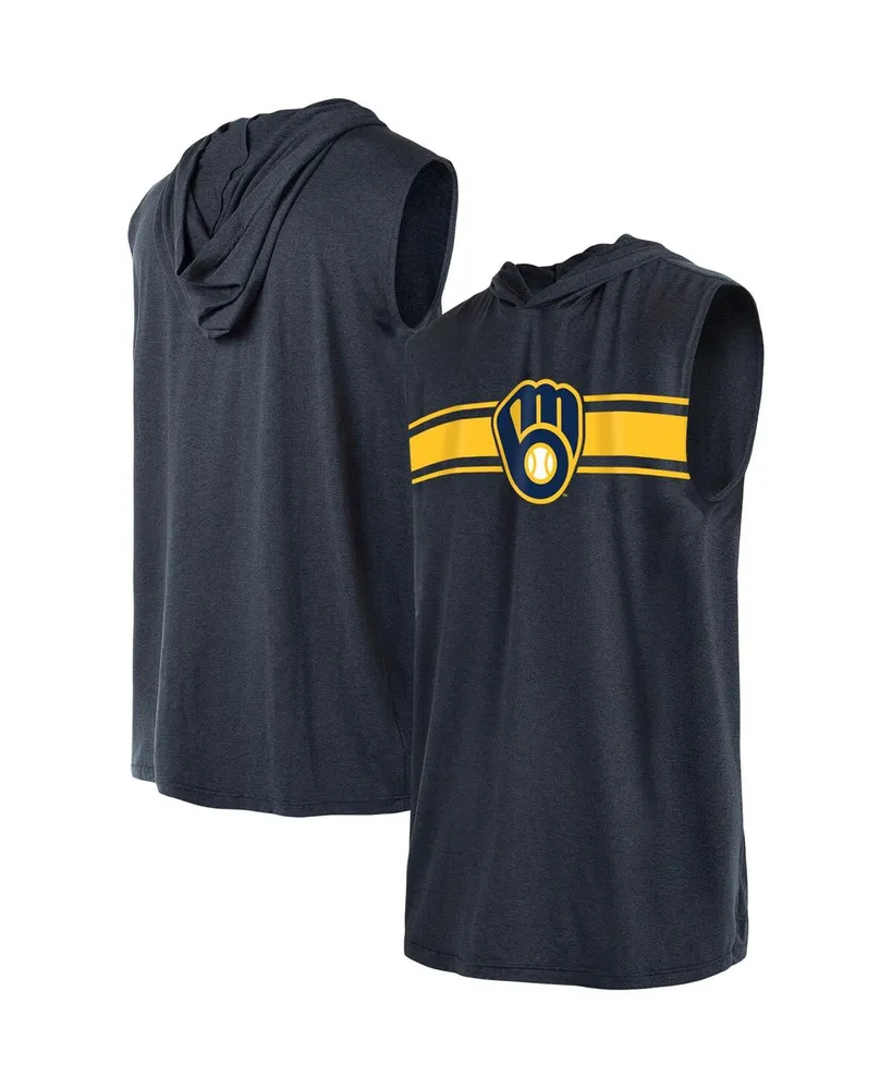 Men's New Era Navy Milwaukee Brewers Sleeveless Pullover Hoodie