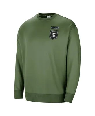 Women's Nike Olive Michigan State Spartans Military-Inspired Collection All-Time Performance Crew Pullover Sweatshirt
