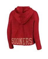 Women's Fanatics Crimson Oklahoma Sooners True Classics Cropped Pullover Hoodie