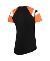 Women's Starter Black, Orange San Francisco Giants Game On Notch Neck Raglan T-shirt