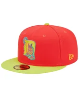 Men's New Era Red and Neon Green Detroit Tigers 1968 World Series Champions Lava Highlighter Combo 59FIFTY Fitted Hat