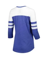 Women's Fanatics Heather Royal New York Mets League Leader Tri-Blend 3/4-Sleeve V-Neck T-shirt