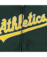 Big Boys and Girls Green Oakland Athletics Wordmark Full-Zip Fleece Hoodie