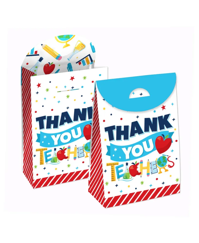 Thank You Teachers Teacher Appreciation Gift Favor Bags Party Goodie Boxes 12 Ct - Assorted Pre