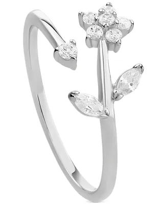 Giani Bernini Cubic Zirconia Flower Bypass Ring Sterling Silver, Created for Macy's