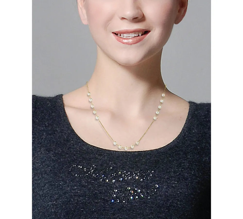 Freshwater Pearl (6-7mm) Station 18" Collar Necklace in 18k Gold-Plated Sterling Silver