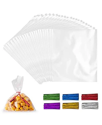 Zulay Kitchen x Inches Clear Cellophane Candy Bags With Ties