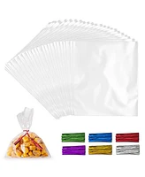Zulay Kitchen 3 x Inches Clear Cellophane Candy Bags With Ties