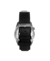 Reign Men Francis Leather Watch - Black/Silver, 42mm