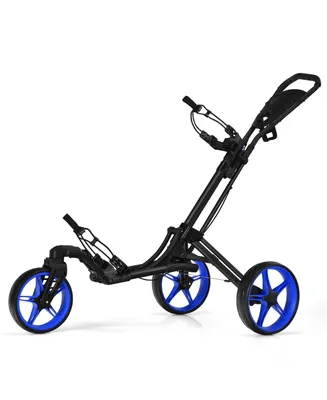 Folding Golf Push Cart W/Scoreboard Adjustable Handle Swivel Wheel