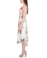 Robbie Bee Petite Printed Chiffon Sleeveless A-Line Midi Dress