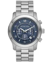 Michael Kors Unisex Runway Quartz Chronograph Silver-Tone Stainless Steel Watch 45mm