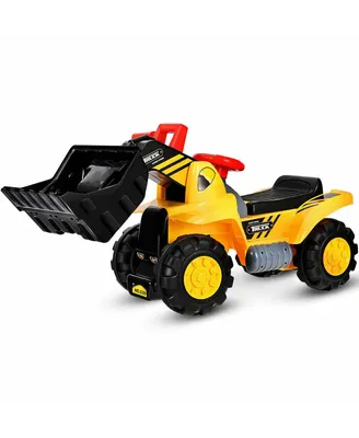 Kids Toddler Ride On Excavator Digger Truck Scooter w/ Sound & Seat Storage Toy