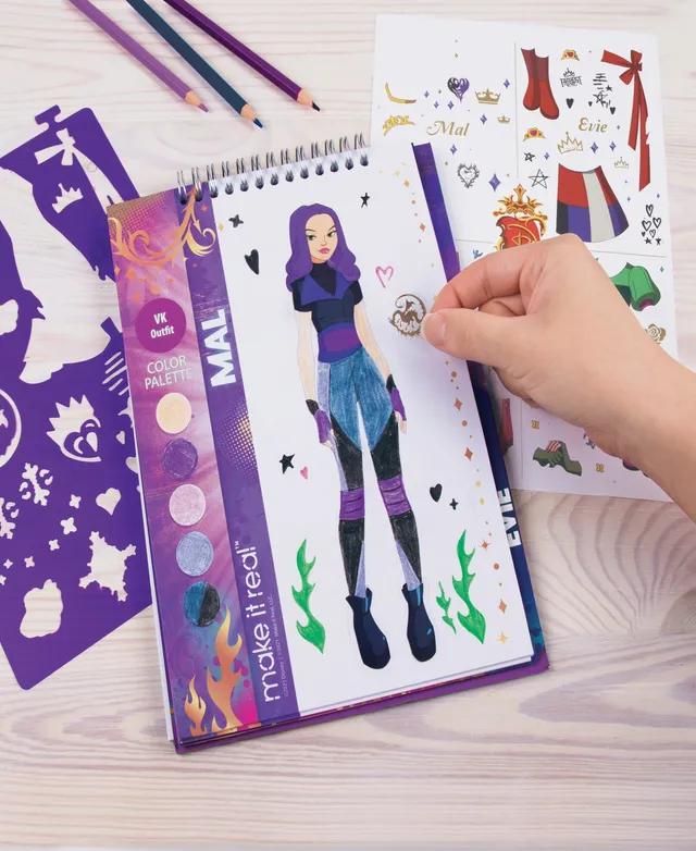 Disney Descendants 3 Fashion Design Sketchbook Make It Real, includes 110  Stickers Stencils, Draw Sketch Create, Fashion Coloring Book, Tweens Girls