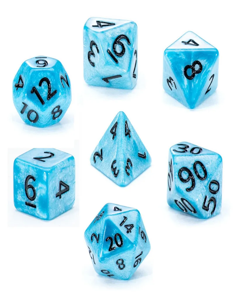 Gatekeeper Games Mighty Tiny Dice Sea Sparkle 7 Piece Rpg Dice Set, Glow in The Dark, 12mm Resin Dice, Roleplaying, Radiant Style Dice infused With Su