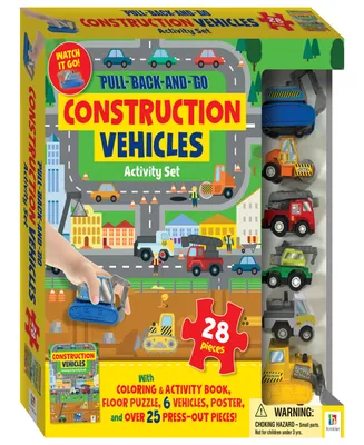 Pull Back And Go Construction 28 Piece Floor Puzzle Play Mat Coloring And Activity Book 6 Pull And Go Cars Activity Set For Kids