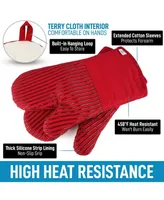 Zulay Kitchen Heat Resistant Thick Cotton Oven Mitts with Non-Slip Silicone Liner