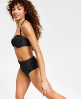 Bar Iii Twist Bandeau Bikini Top Shirred Side High Waist Bottoms Created For Macys